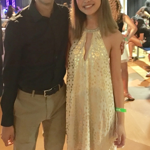 Urban Outfitters Gold Star Halter Dress - Picture 2 of 2